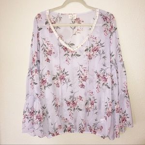 Ember | Bell Sleeve Floral Boho Top